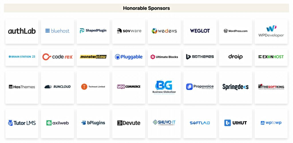 Honorable Sponsors at WordCamp Sylhet 2023